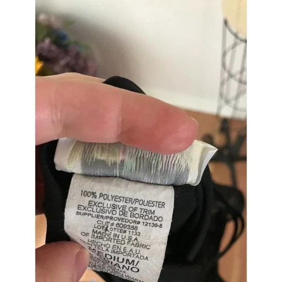 Black Mesh‎ Slip Dress with Bow Heart Print Satin - Picture 7 of 8